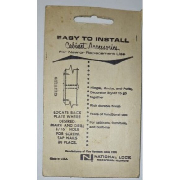 vtg National lock cabinet hardware backplate silver and wood tone Lot of 8 NOS - Picture 2 of 5